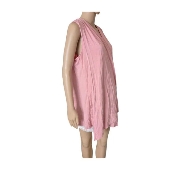 LOGO Lounge Lori Goldstein Women's pink Plus Size 1X Draped Vest Pockets - Picture 2 of 6